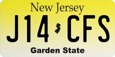 NJ license plate J14CFS