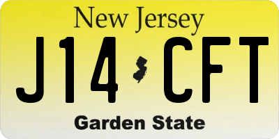 NJ license plate J14CFT