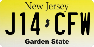 NJ license plate J14CFW