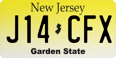 NJ license plate J14CFX