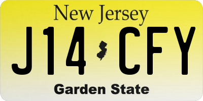 NJ license plate J14CFY