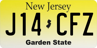 NJ license plate J14CFZ