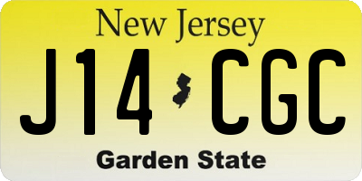 NJ license plate J14CGC