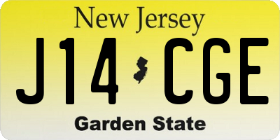 NJ license plate J14CGE