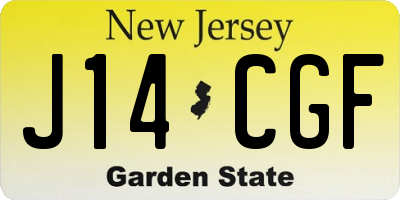 NJ license plate J14CGF