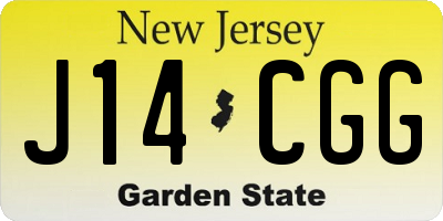 NJ license plate J14CGG