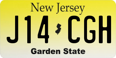 NJ license plate J14CGH