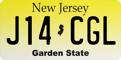 NJ license plate J14CGL