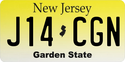 NJ license plate J14CGN