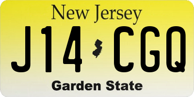 NJ license plate J14CGQ