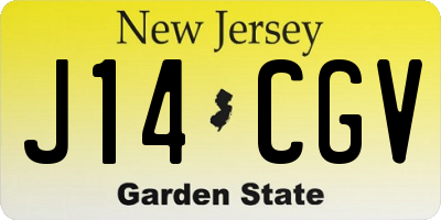 NJ license plate J14CGV