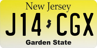 NJ license plate J14CGX