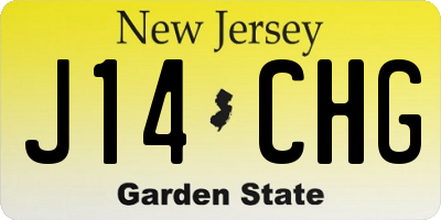 NJ license plate J14CHG