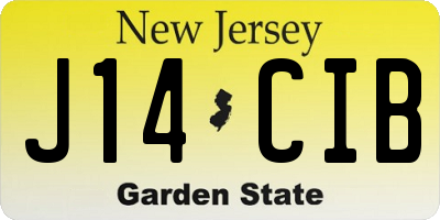 NJ license plate J14CIB
