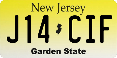 NJ license plate J14CIF
