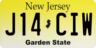 NJ license plate J14CIW