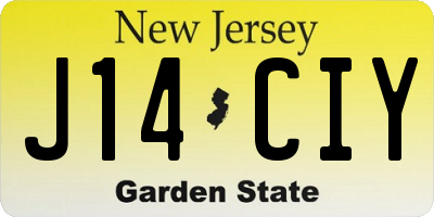 NJ license plate J14CIY