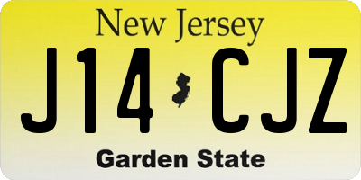 NJ license plate J14CJZ