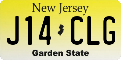NJ license plate J14CLG