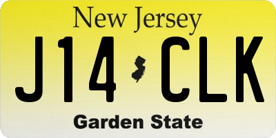 NJ license plate J14CLK