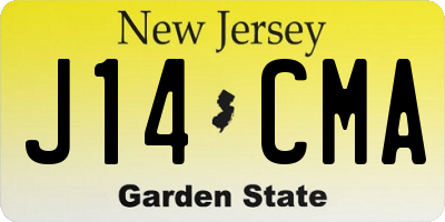 NJ license plate J14CMA