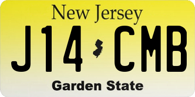 NJ license plate J14CMB