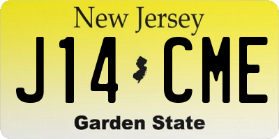 NJ license plate J14CME