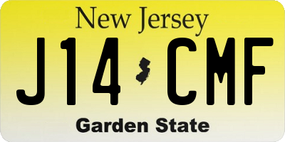 NJ license plate J14CMF