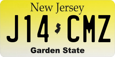 NJ license plate J14CMZ