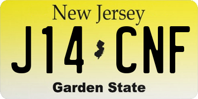 NJ license plate J14CNF