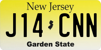 NJ license plate J14CNN