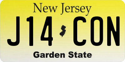 NJ license plate J14CON