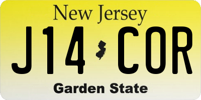 NJ license plate J14COR