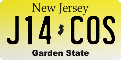 NJ license plate J14COS
