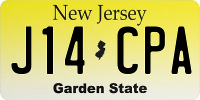 NJ license plate J14CPA