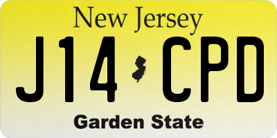 NJ license plate J14CPD
