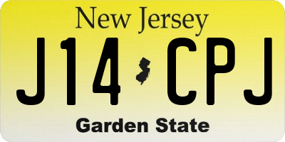 NJ license plate J14CPJ