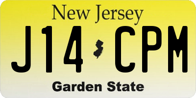 NJ license plate J14CPM