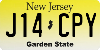 NJ license plate J14CPY