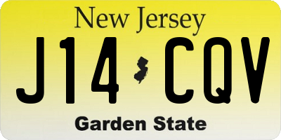 NJ license plate J14CQV