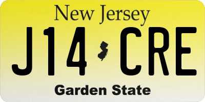 NJ license plate J14CRE