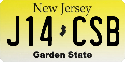 NJ license plate J14CSB