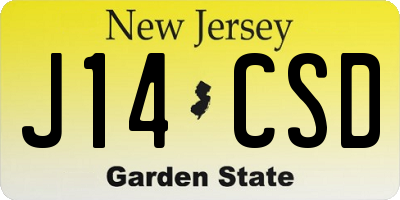 NJ license plate J14CSD