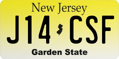 NJ license plate J14CSF