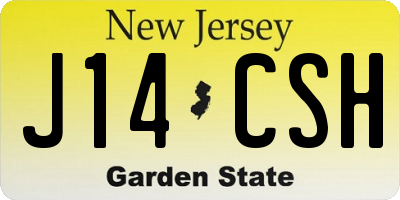 NJ license plate J14CSH