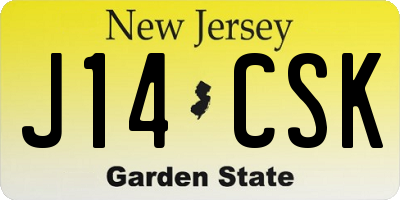 NJ license plate J14CSK