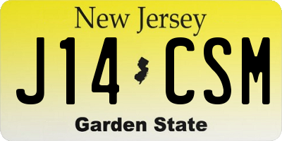 NJ license plate J14CSM