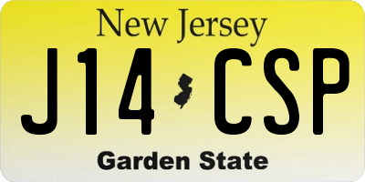 NJ license plate J14CSP