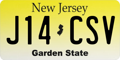 NJ license plate J14CSV