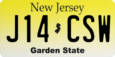 NJ license plate J14CSW